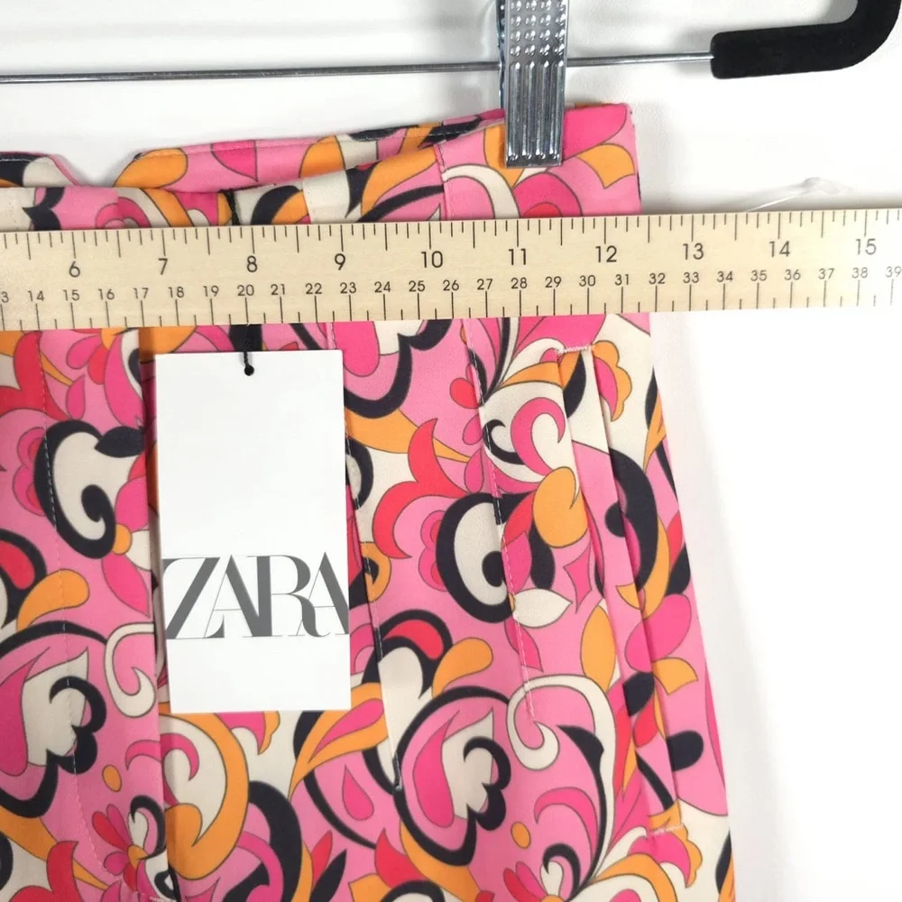NWT ZARA Paisley Floral Straight‎ Leg High Waist Pants 1478/935 Size XS